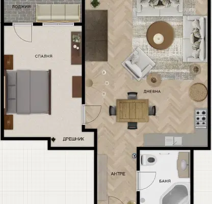 Снимка 2 — Едностаен апартамент с възможност за преустройство в Христо Смирненски, Пловдив