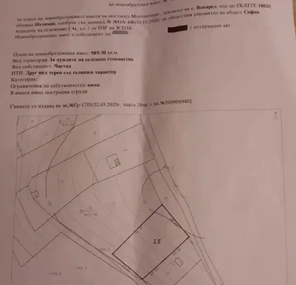 Снимка 2 — Парцел в София, с. Вакарел
