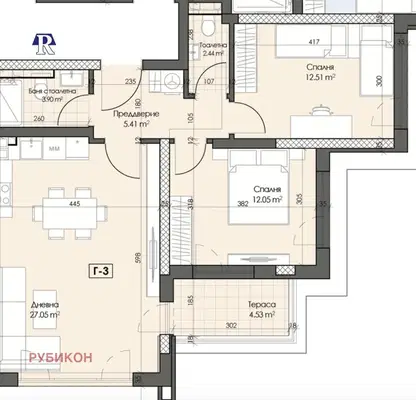 Снимка 2 — Тристаен апартамент с тераса в нов комплекс в Кършияка, Пловдив
