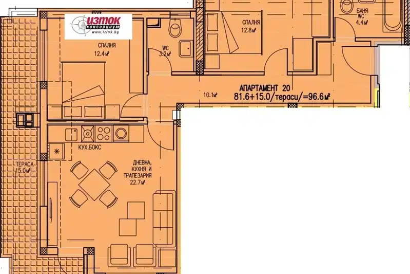 3-bedroom apartment in Sofiya, Lyulin - Centyr