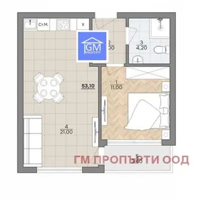Снимка 4 — Двустаен апартамент в к.к. Чайка