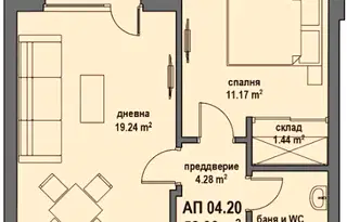 Двустаен апартамент в Банкя