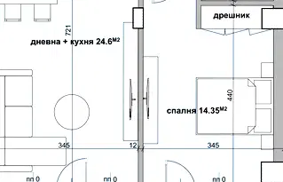 Двустаен апартамент в Студентско че