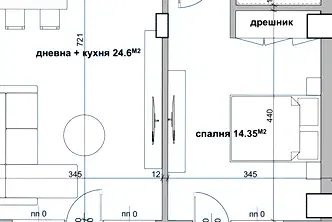 Двустаен апартамент в Студентско че
