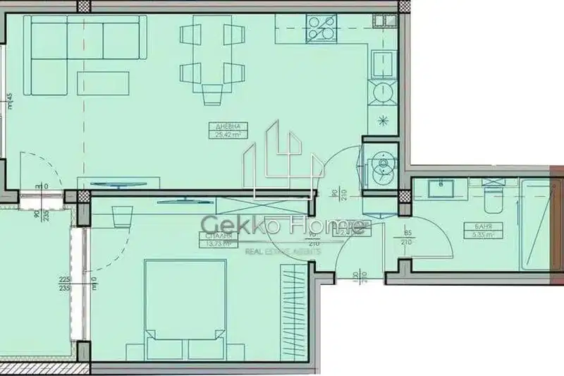 2-bedroom apartment in Кайсиева ина