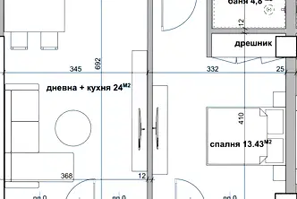 Двустаен апартамент в Студентско че