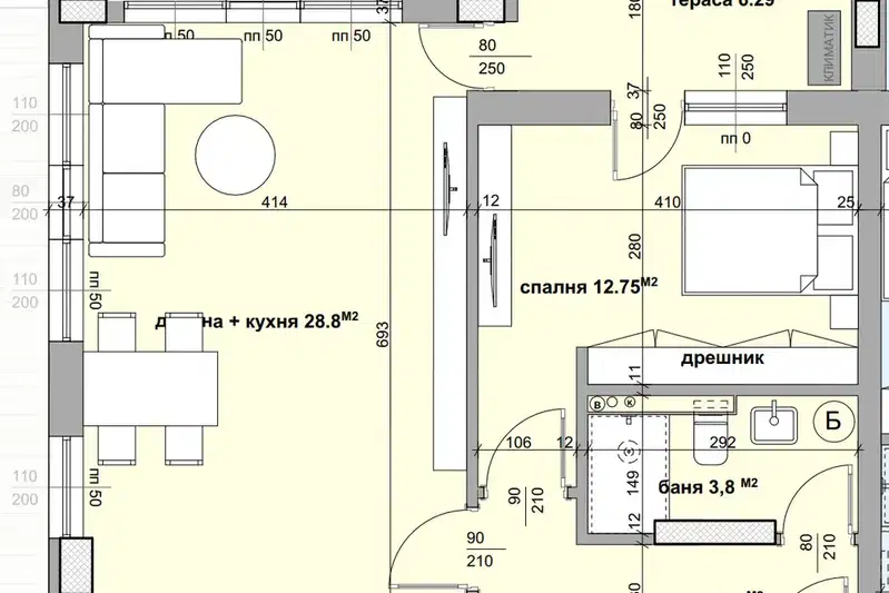 Двустаен апартамент в Студентско че