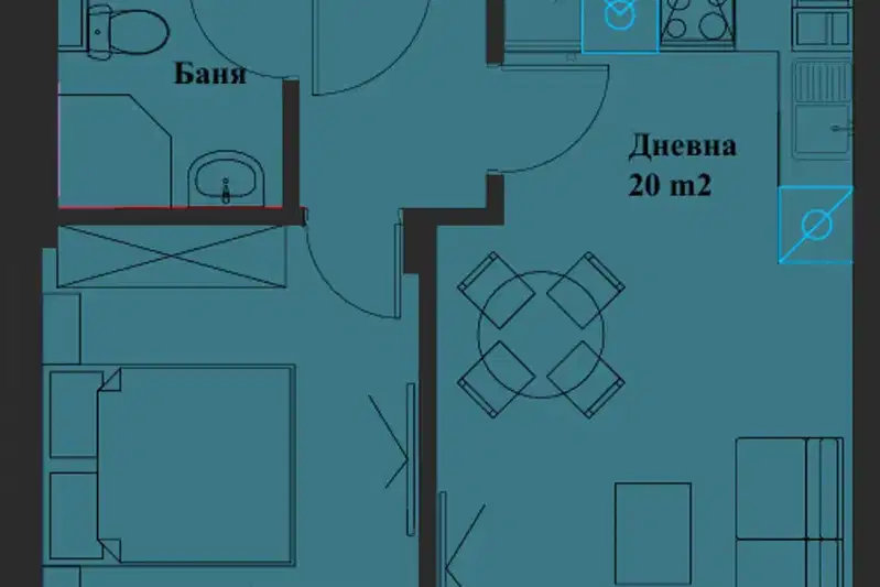 2-bedroom apartment in Sofiya, Banishora