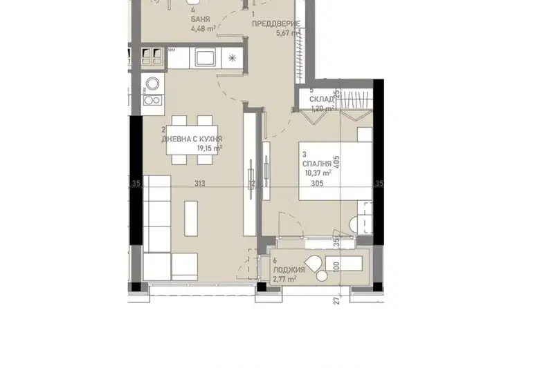 2-bedroom apartment in Sofiya, Banishora