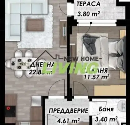 Снимка 2 — Двустаен апартамент в Пловдив, Беломорски