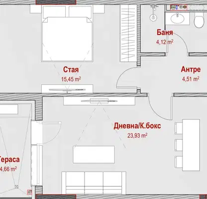 Снимка 2 — Двустаен апартамент в Бургас, Мадика