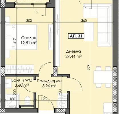 Снимка 2 — Двустаен апартамент в Пловдив, Тракия