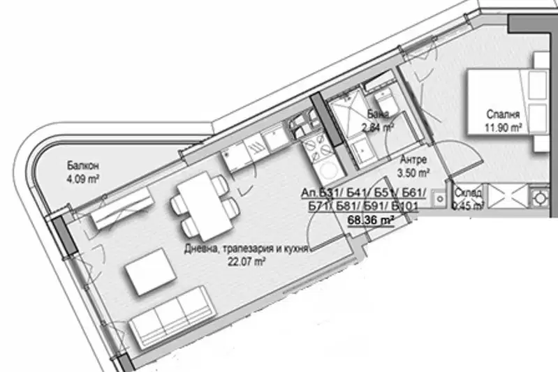 2-bedroom apartment in Sofiya, Vitosha
