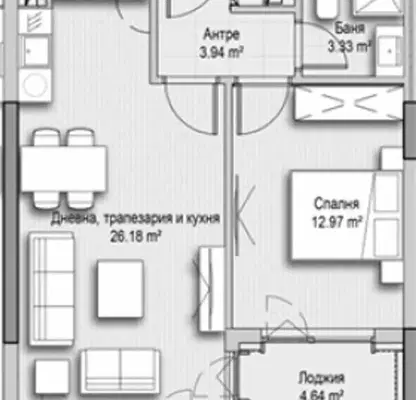 Снимка 2 — Двустаен апартамент с тераса в кв. Витоша, София