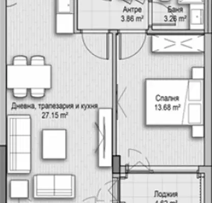 Снимка 2 — Двустаен апартамент с тераса в кв. Витоша, София