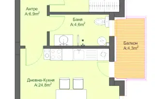 Двустаен апартамент в Пазарджик, Велин