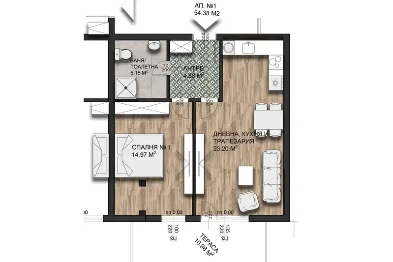 2-bedroom apartment in Oblast Veliko Tyrnovo, Malki Chiflik