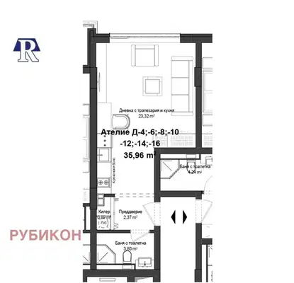 Снимка 2 — Едностаен апартамент в Пловдив, Кършияка