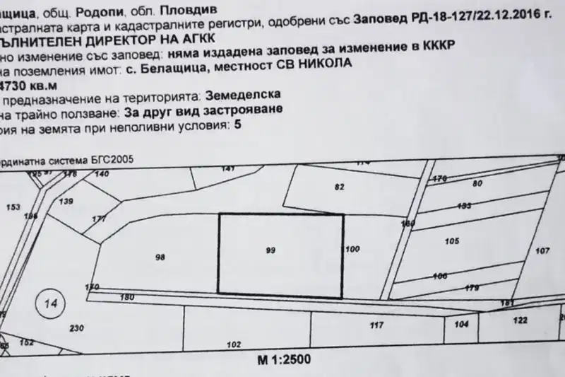 Парцел в Пловдив, с. Белащица