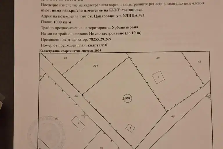 Парцел в София, с. Цацаровци