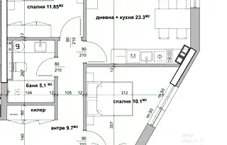 Тристаен апартамент в Студентско че