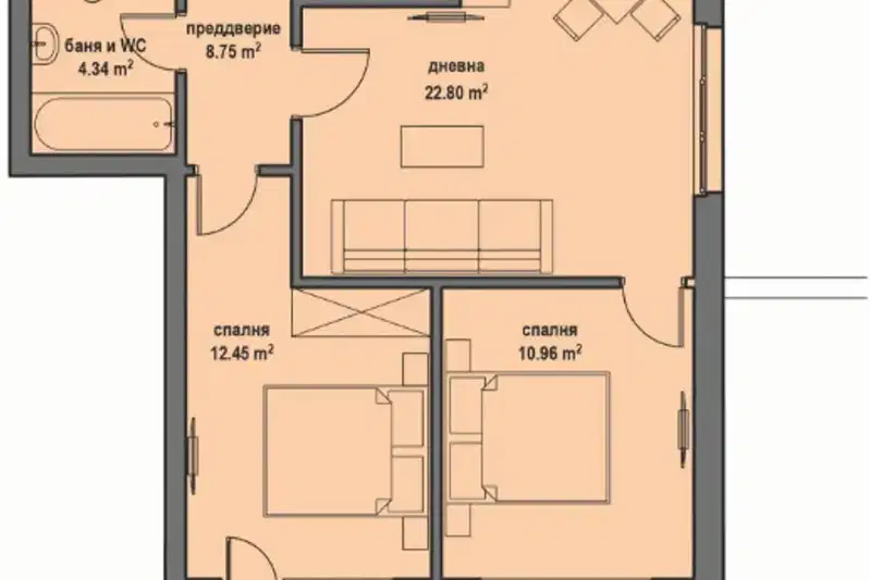 3-bedroom apartment in Bankya