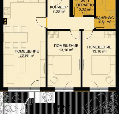 Снимка 3 — Тристаен апартамент във Варна, Бриз
