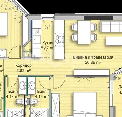 Снимка 4 — Тристаен апартамент с тераса и гледка към Витоша в Кръстова вада