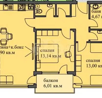 Снимка 2 — Тристаен апартамент с балкон в м-т Пчелина, Варна