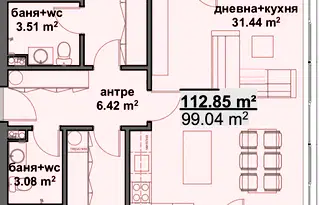 Тристаен апартамент в Бургас, Мадика