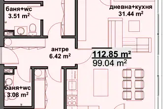 Тристаен апартамент в Бургас, Мадика