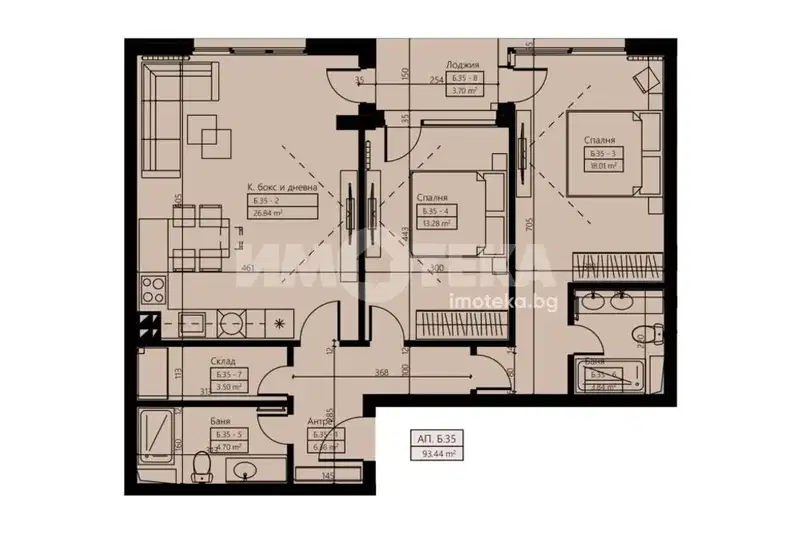 3-bedroom apartment in Sofiya, Malinova Dolina