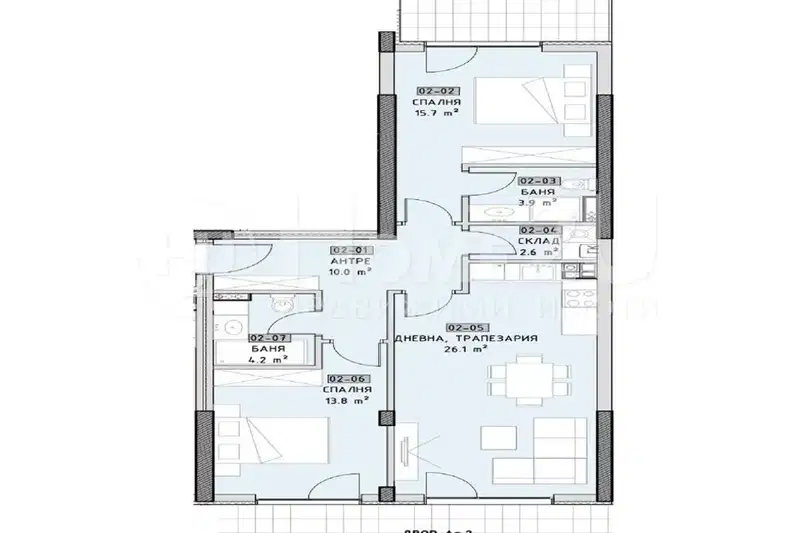 3-bedroom apartment in Sofiya, Malinova Dolina