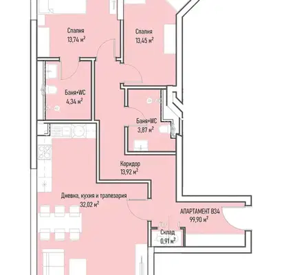Photo 2 — 3-bedroom apartment in Sofiya, Mladost 4