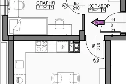 Three-room apartment with terrace in new building in Ostromila, Plovdiv
