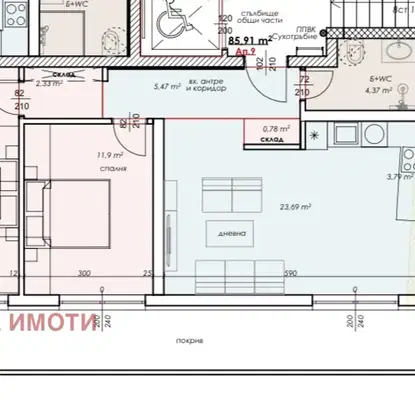 Снимка 2 — Тристаен апартамент в Пловдив, Остромила