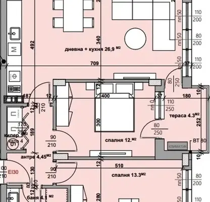 Снимка 2 — Тристаен апартамент в Стара Загора, Самара 3