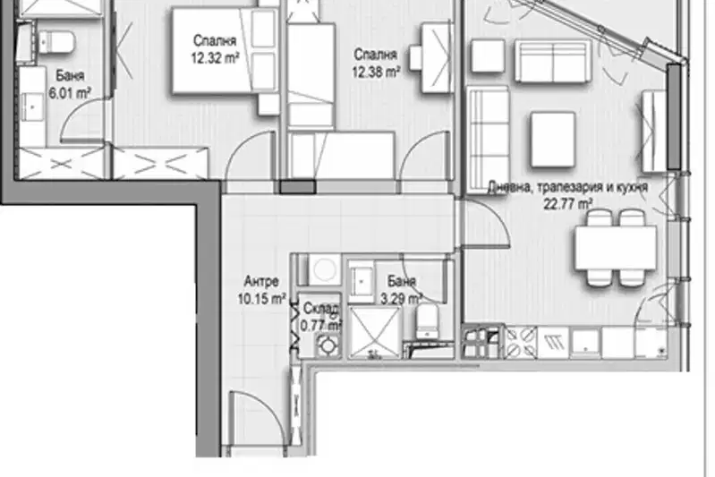 3-bedroom apartment in Sofiya, Vitosha