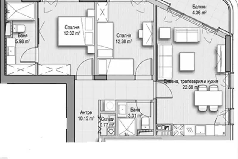 3-bedroom apartment in Sofiya, Vitosha