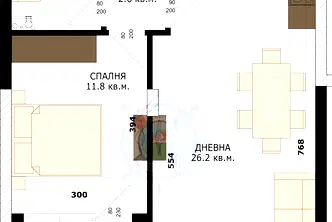Двустаен апартамент в Кайсиева ина