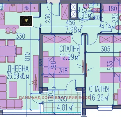 Снимка 2 — Тристаен апартамент в Пловдив, Тракия