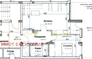 Двустаен апартамент с голяма веранда в кв. Остромила, Пловдив