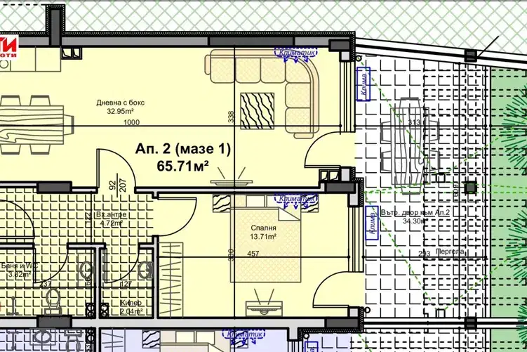 2-bedroom apartment in Stara Zagora, Jeleznik - Centyr