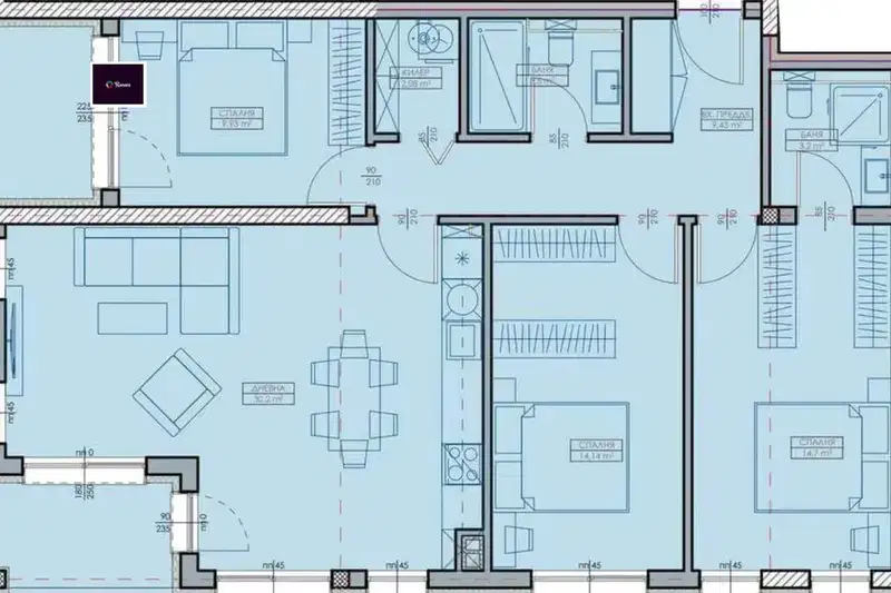 4-bedroom apartment in Kaysieva ina