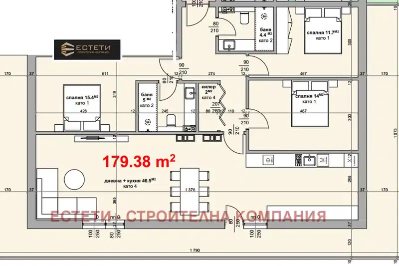 4-bedroom apartment in Stara Zagora, Centyr