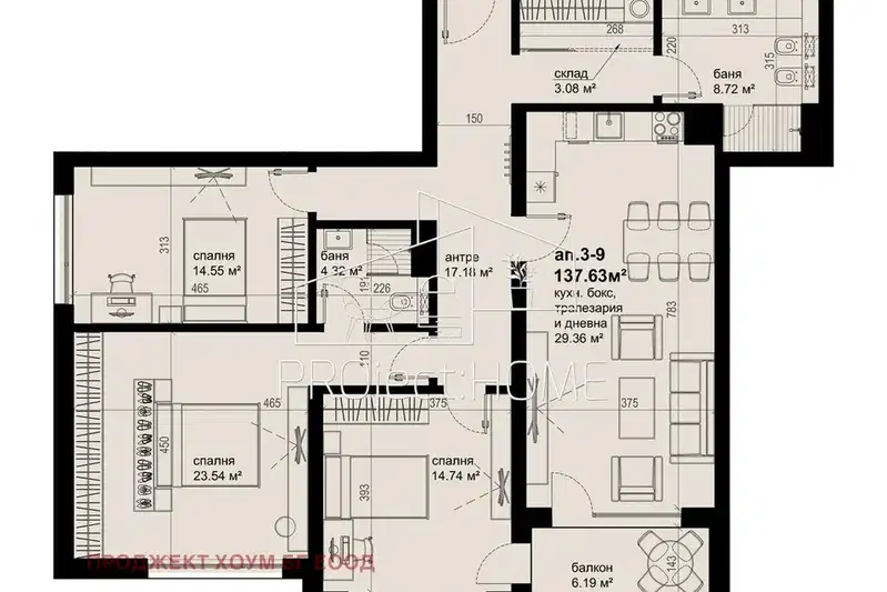 4-bedroom apartment in Burgas, Horizont