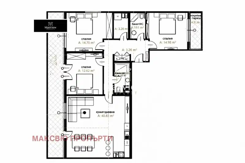 4-bedroom apartment in Sofiya, Malinova Dolina