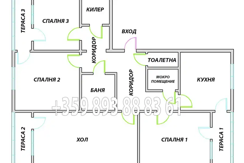 4-стаен апартамент с три тераси в Меден рудник, Бургас