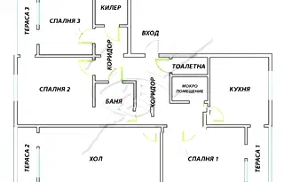 4-стаен апартамент с 3 тераси в Меден рудник, Бургас