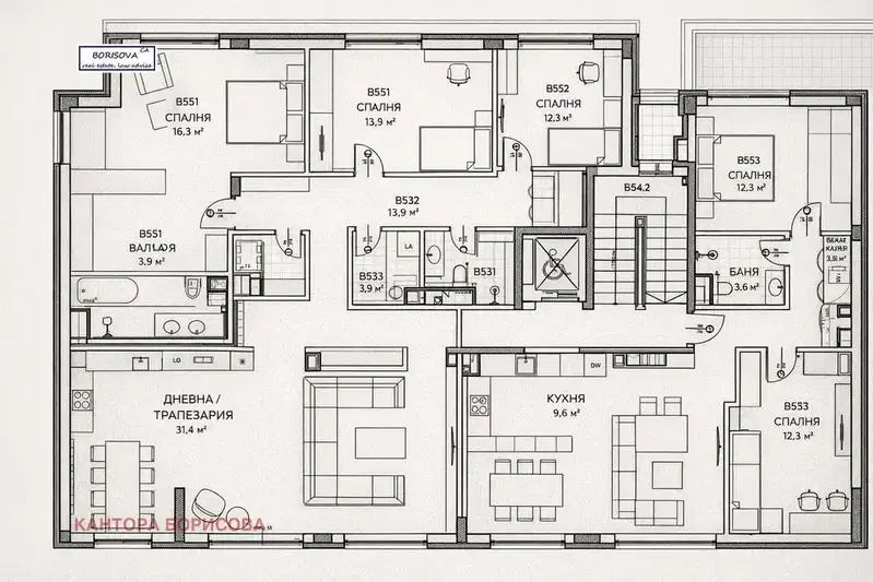 4-bedroom apartment in Sofiya, Vitosha